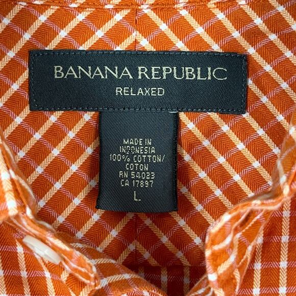 Banana Republic Shirt Mens Large Relaxed Fit Button Front Business Casual Orange - Picture 6 of 10